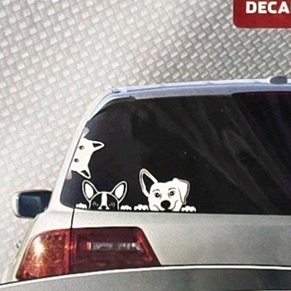 Auto Drive Cat N Dogs Decal 3 Pack White Vinyl Window Stickers WM500